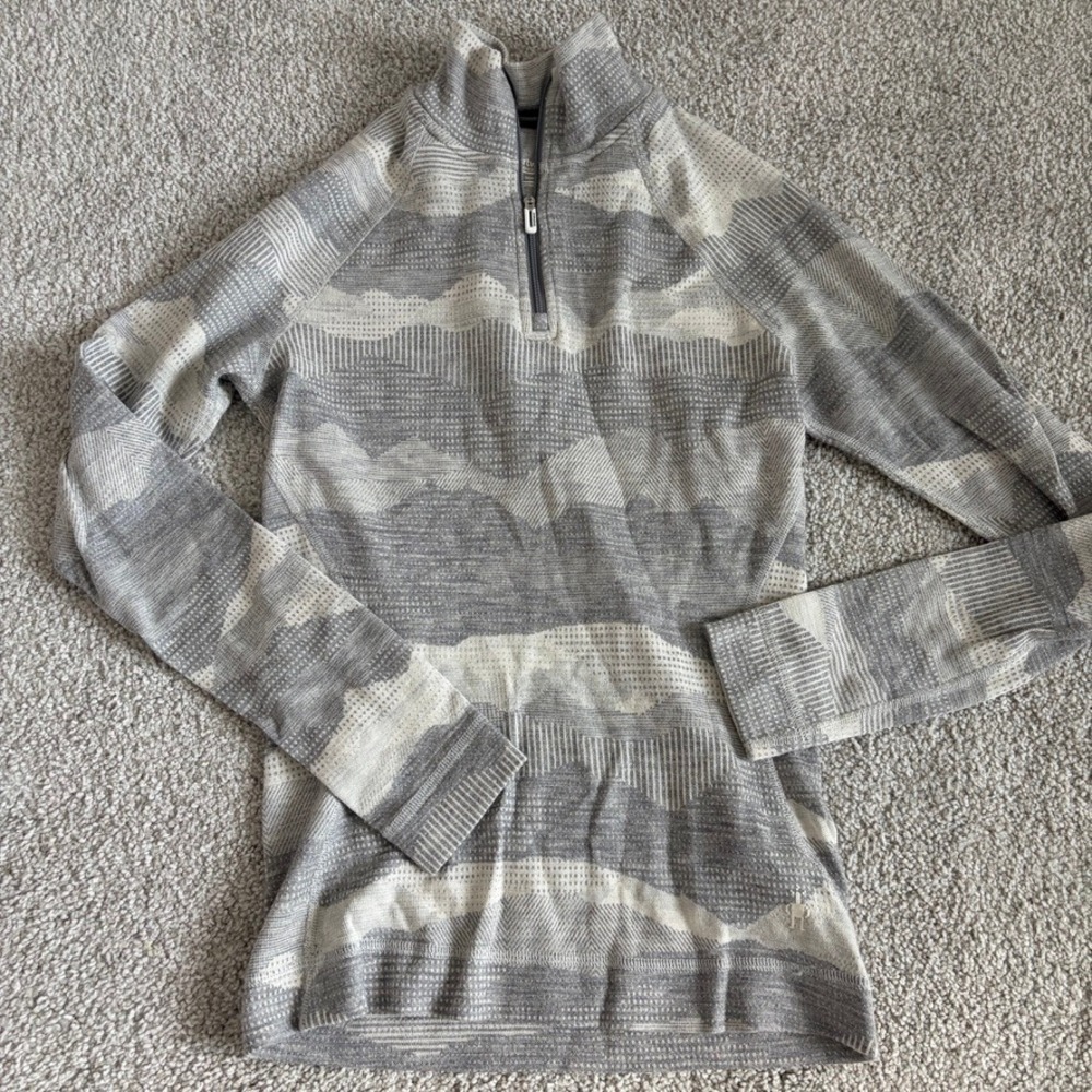 Smartwool Merino 250 Quarter Zip Womens S Gray Base Layer Gorpcore Outdoor